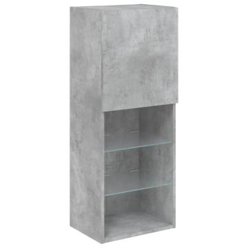 TV Cabinet with LED Lights Concrete Grey 40.5x30x102 cm