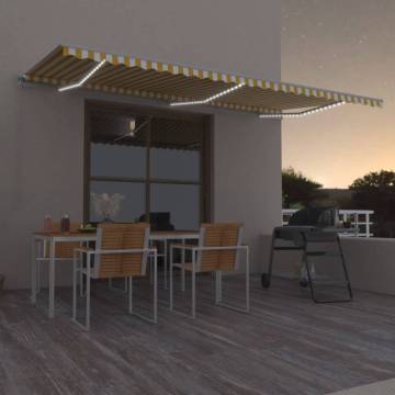 Manual Retractable Awning with LED 600x350 cm Yellow and White