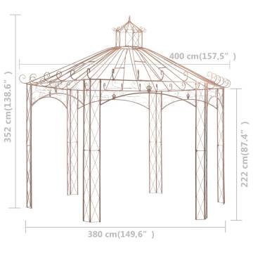 Garden Pavilion Antique Brown 4 m Iron