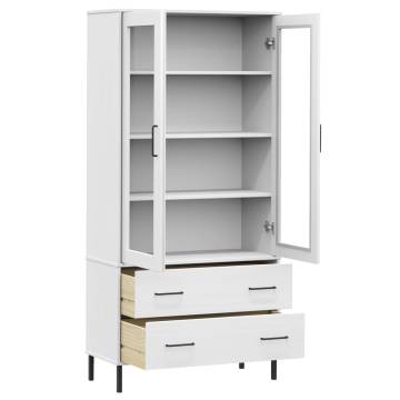 Bookcase with Metal Legs White 85x35x172.5 cm Solid Wood OSLO