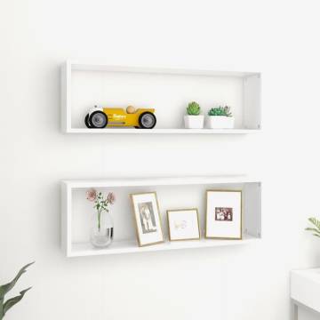 Wall Cube Shelf 2 pcs White 80x15x26.5 cm Engineered Wood