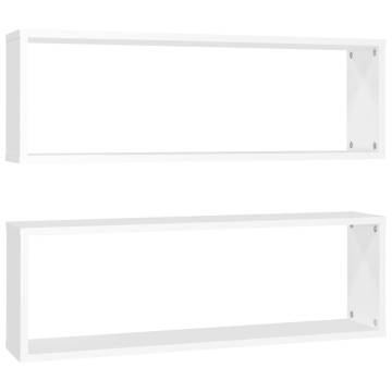 Wall Cube Shelf 2 pcs White 80x15x26.5 cm Engineered Wood