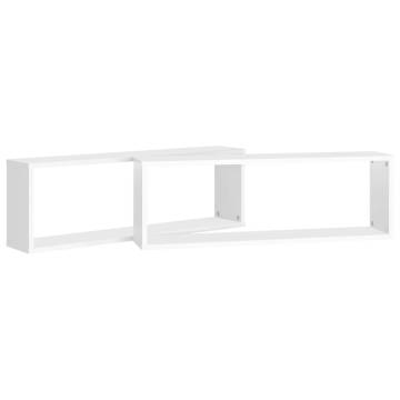 Wall Cube Shelf 2 pcs White 80x15x26.5 cm Engineered Wood