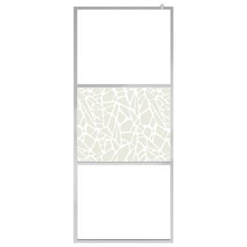 Walk-in Shower Wall ESG Glass with Stone Design 100x195 cm