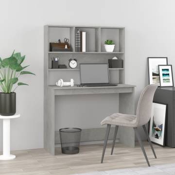 Desk with Shelves Concrete Grey 102x45x148 cm Engineered Wood