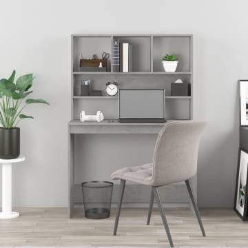 Desk with Shelves Concrete Grey 102x45x148 cm Engineered Wood