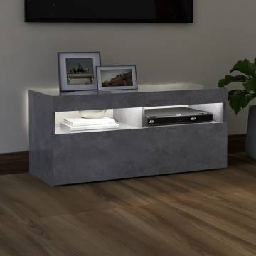 TV Cabinet with LED Lights Concrete Grey 90x35x40 cm