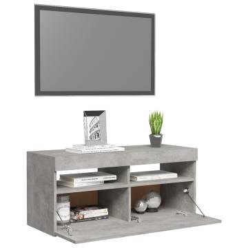 TV Cabinet with LED Lights Concrete Grey 90x35x40 cm