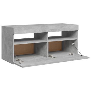 TV Cabinet with LED Lights Concrete Grey 90x35x40 cm