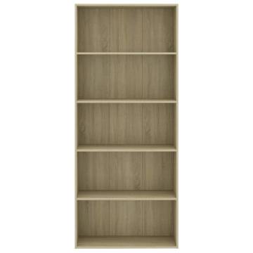 5-Tier Book Cabinet Sonoma Oak 80x30x189 cm Engineered Wood