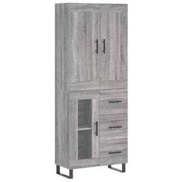 Highboard Grey Sonoma 69.5x34x180 cm Engineered Wood