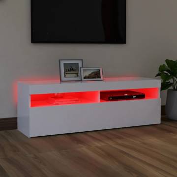 TV Cabinet with LED Lights White 120x35x40 cm