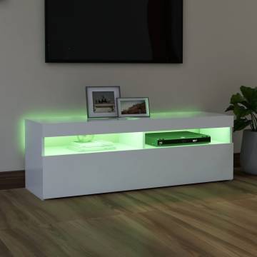 TV Cabinet with LED Lights White 120x35x40 cm