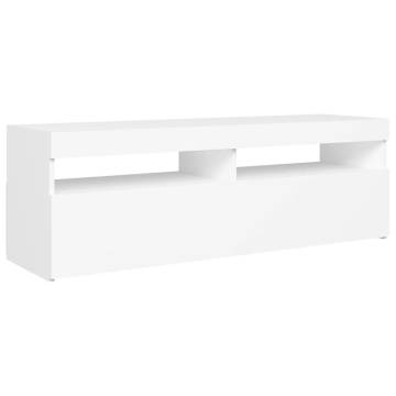 TV Cabinet with LED Lights White 120x35x40 cm