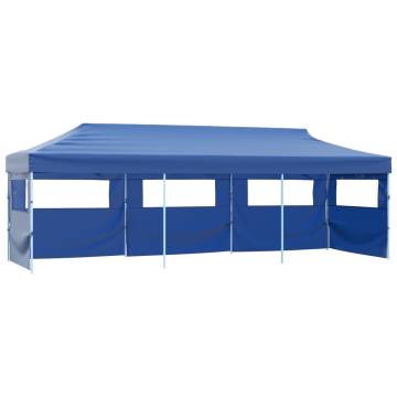 Folding Pop-up Party Tent with 5 Sidewalls 3x9 m Blue