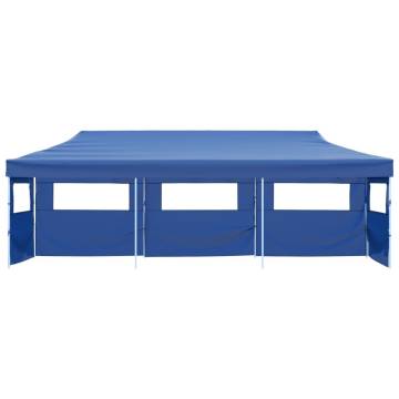 Folding Pop-up Party Tent with 5 Sidewalls 3x9 m Blue