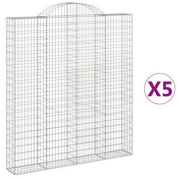 Arched Gabion Baskets 5 pcs 200x30x220/240 cm Galvanised Iron