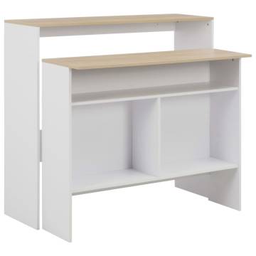 Bar Table with 2 Table Tops White and Oak 130x40x120 cm