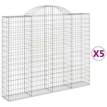 Arched Gabion Baskets 5 pcs 200x30x160/180 cm Galvanised Iron