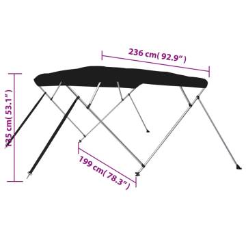 4-bow Bimini Top Black 236x199x135 cm