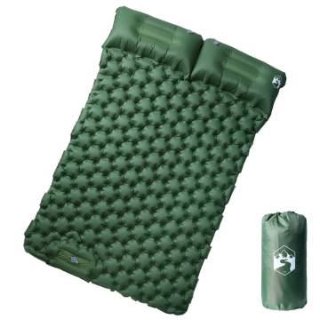 Self Inflating Camping Mattress with Pillows 2-Person Green