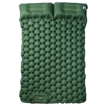 Self Inflating Camping Mattress with Pillows 2-Person Green