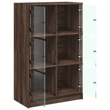 Highboard with Doors Brown Oak 68x37x109 cm Engineered Wood