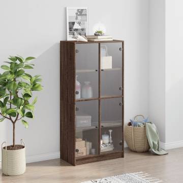 Highboard with Doors Brown Oak 68x37x142 cm Engineered Wood