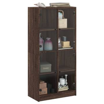 Highboard with Doors Brown Oak 68x37x142 cm Engineered Wood