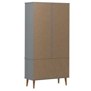 Vitrine Cabinet MOLDE Grey 90x35x175 cm Solid Wood Pine