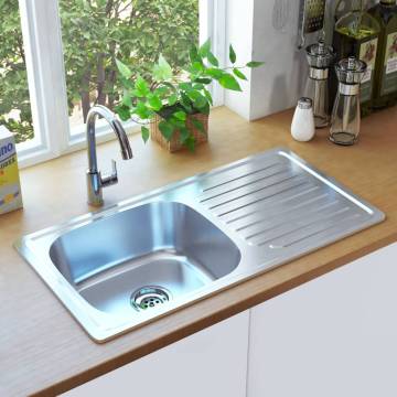 Kitchen Sink with Strainer and Trap Stainless Steel