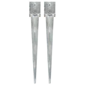 Ground Spikes 2 pcs Silver 12x12x89 cm Galvanised Steel