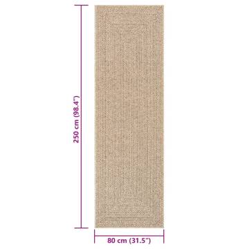 Rug ZIZUR 80x250 cm Jute Look Indoor and Outdoor