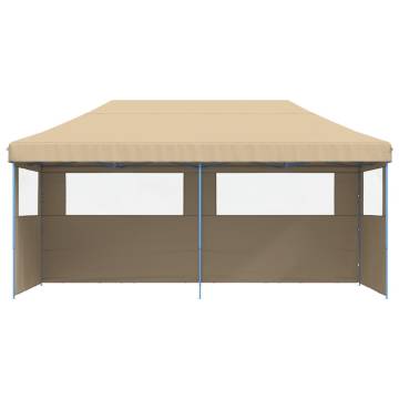 Foldable Party Tent Pop-Up with 3 Sidewalls Beige