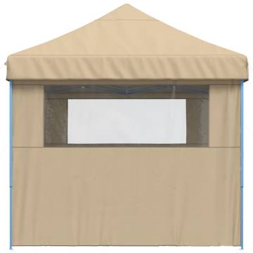 Foldable Party Tent Pop-Up with 3 Sidewalls Beige