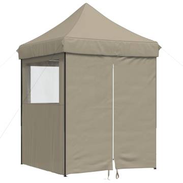 Foldable Party Tent Pop-Up with 4 Sidewalls Taupe