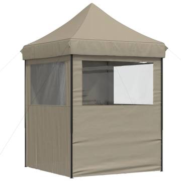 Foldable Party Tent Pop-Up with 4 Sidewalls Taupe