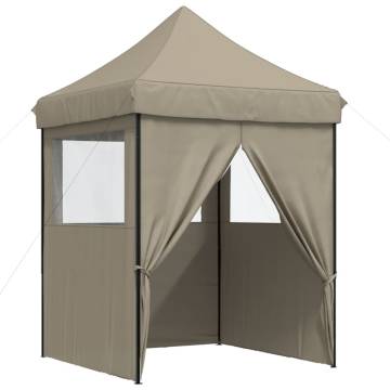 Foldable Party Tent Pop-Up with 4 Sidewalls Taupe