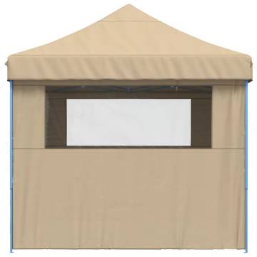 Foldable Party Tent Pop-Up with 4 Sidewalls Beige