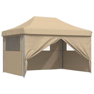 Foldable Party Tent Pop-Up with 4 Sidewalls Beige