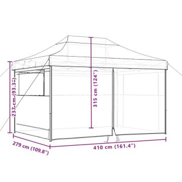 Foldable Party Tent Pop-Up with 4 Sidewalls Beige