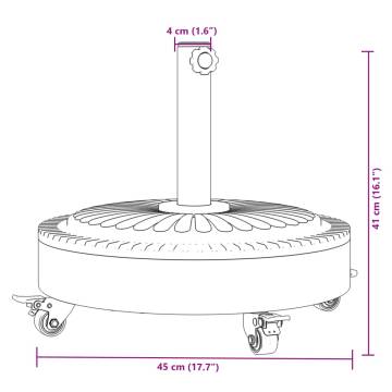 Parasol Base with Wheels for Ø38 / 48 mm Poles 27 kg Round