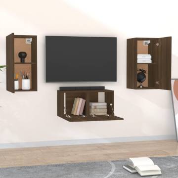 3 Piece TV Cabinet Set Brown Oak Engineered Wood