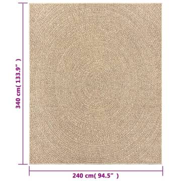 Rug ZIZUR 240x340 cm Jute Look Indoor and Outdoor