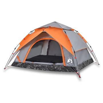 Camping Tent Dome 4-Person Grey and Orange Quick Release