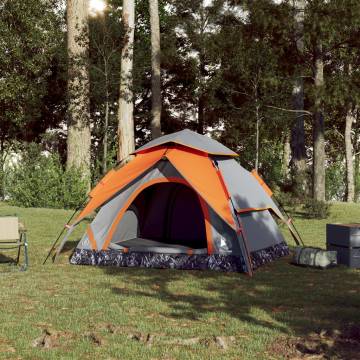 Camping Tent Dome 4-Person Grey and Orange Quick Release