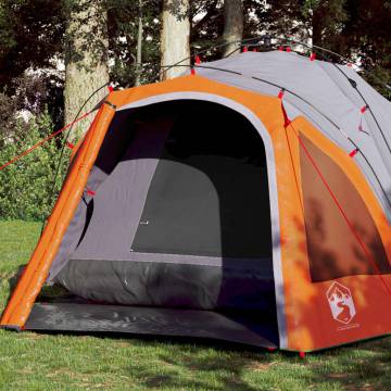 Camping Tent Dome 3-Person Grey and Orange Quick Release