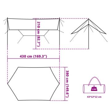 Camping Tarp Grey and Orange 430x380x210 cm Waterproof