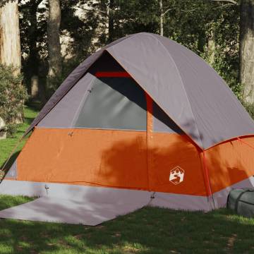 Camping Tent Dome 4-Person Grey and Orange Waterproof