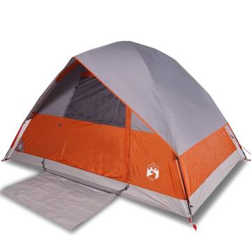 Camping Tent Dome 4-Person Grey and Orange Waterproof